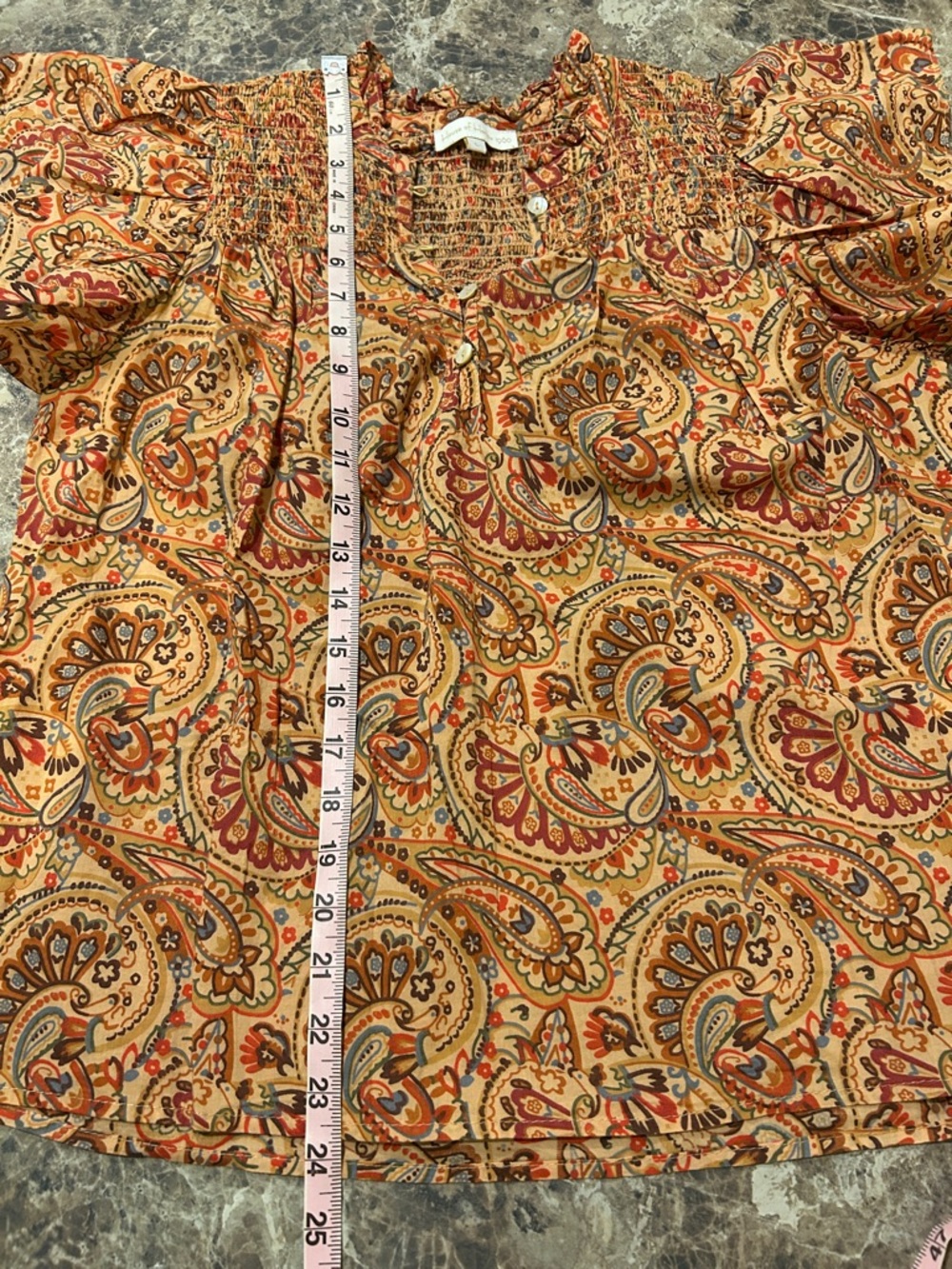 House of Harlow 1960 Paisley Rust Top Peasant Ruffle Blouse - Picture 8 of 8